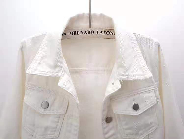 Spring and summer Korean style slim color mid-sleeve denim jacket women's short three-quarter sleeve jacket waistcoat small shawl top_voghion.com