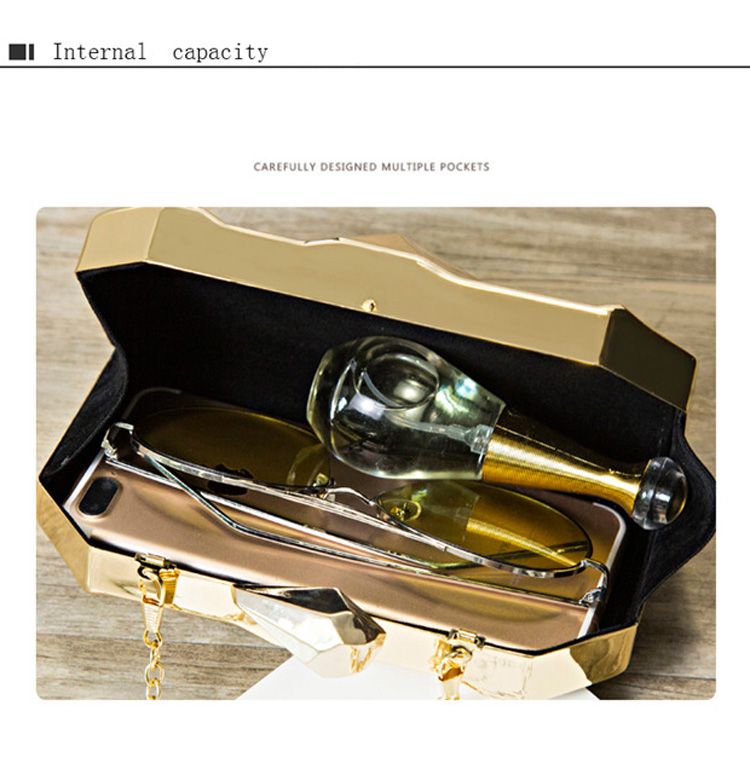Gold Acrylic Box Geometric Evening Clutch Bags Elegent Chain Women Handbag Party Shoulder Bag For Wedding/Dating/Party_voghion.com