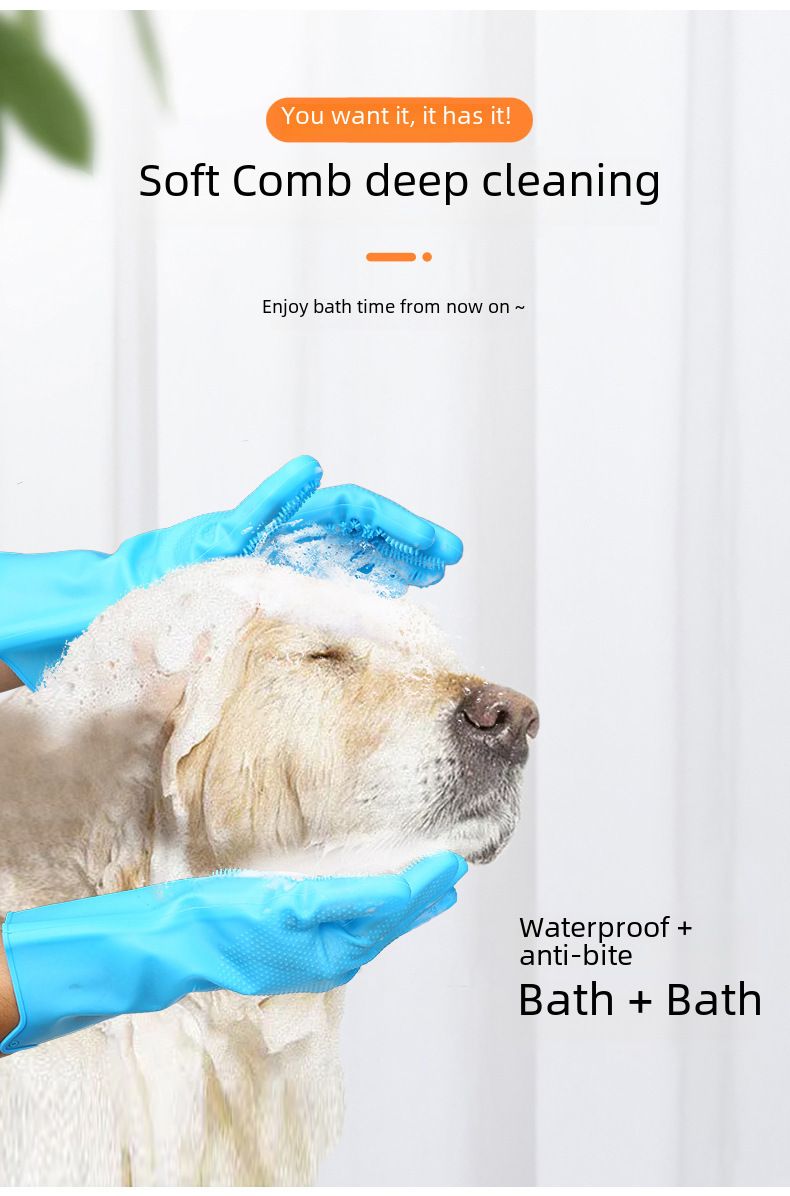 Haqi Pet Silicone Gloves Cat and Dog Anti-scratch Anti-bite Pet Bath Gloves Comfortable Massage SPA Gloves Brush_voghion.com