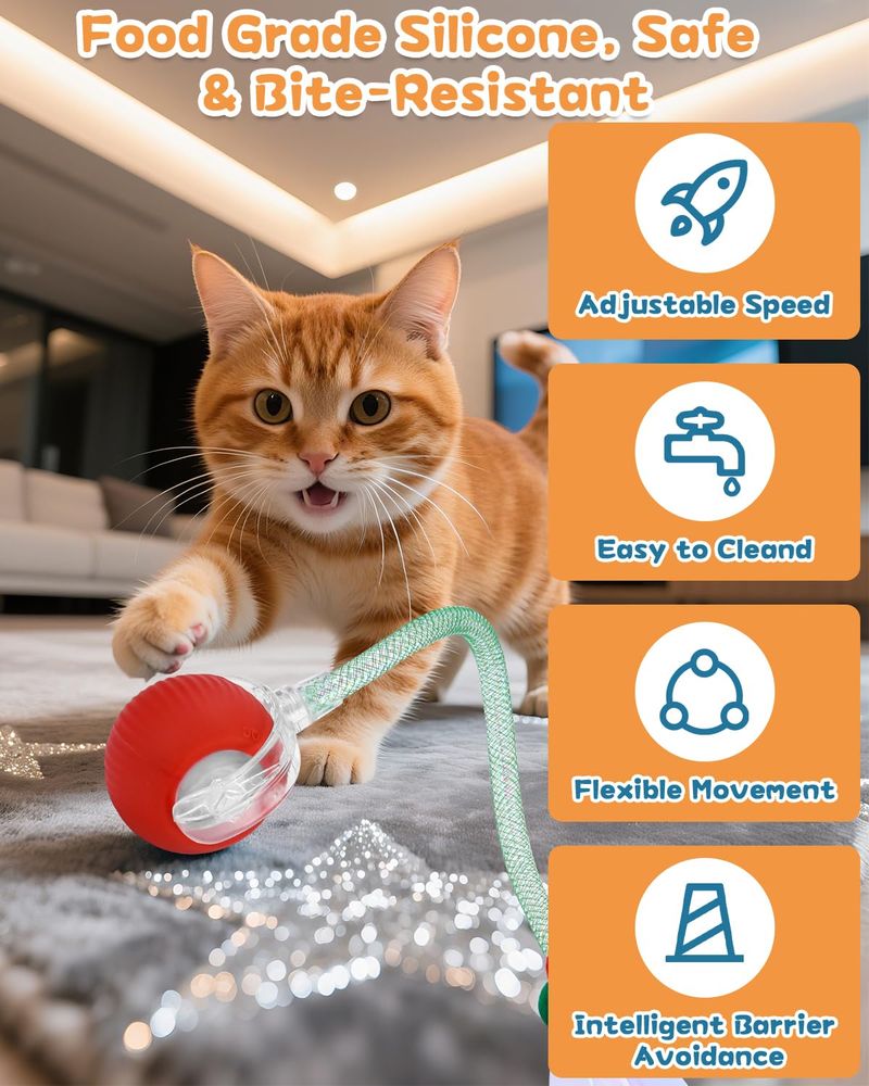 Dog Interactive Ball Toy, Automatic Rolling Ball With Tail, Rechargeable Smart Pet Interactive Toy, Intelligent Mouse For Dog_voghion.com
