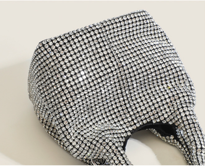 2024 neue Handtasche Damen Crossbody Glitzer funkelnder Gemüsekorb Strass Nischendesign Eimertasche_voghion.com