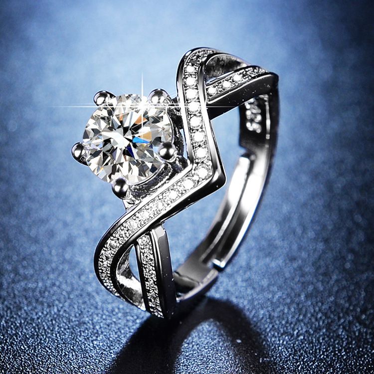 Trasmissione Kwai della pietra Mo Sang per l'anello classico della corona della moda coreana femminile_voghion.com