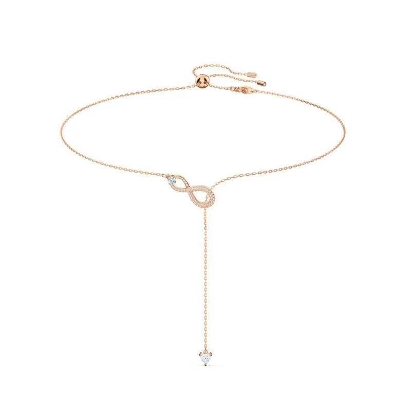 Collar y pulsera de mujer con superposición romántica de amor eterno, joyería noble de lujo, regalo para novia_voghion.com