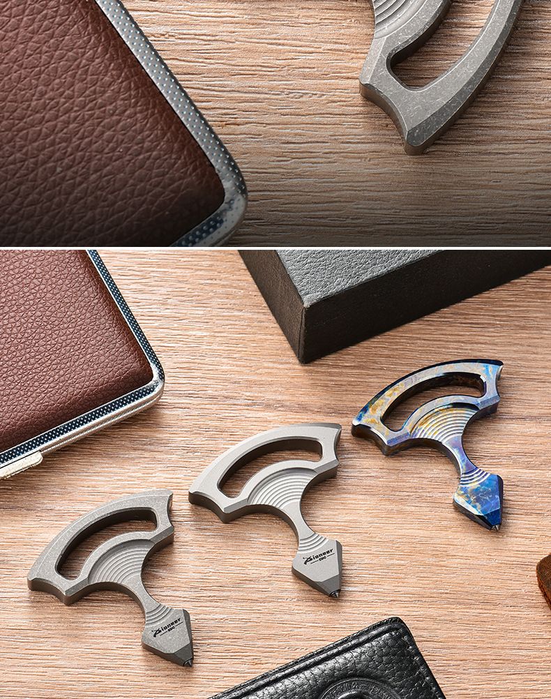 Outdoor Titanium Alloy Single Finger Tiger Camping EDC Self-Defense Black Gold Head Window Breaking Tool_voghion.com