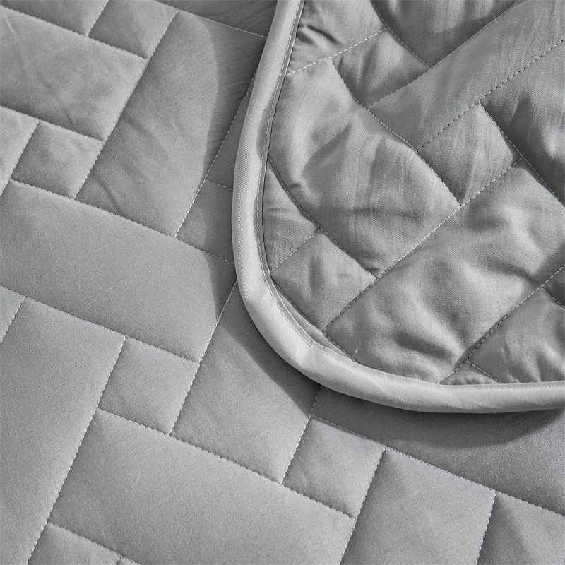 Completo copriletto trapuntato moderno in tinta unita - Copriletto jacquard da 3 pezzi con cuciture geometriche, piumone leggero per tutte le stagioni_voghion.com