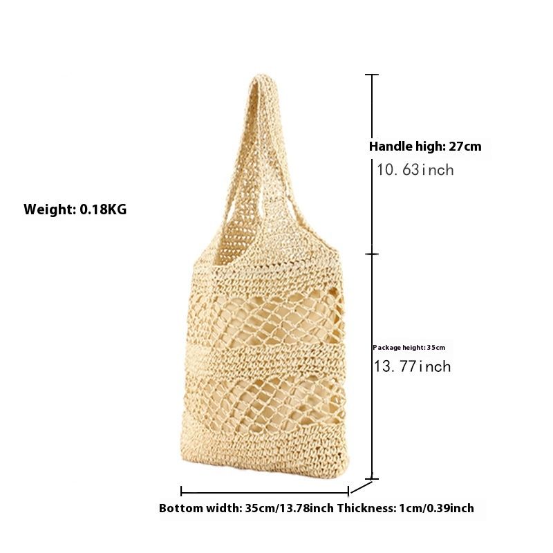New Ins Hollow Paper Rope Paper Woven Bag Casual and Versatile Fashionable Shoulder Bag Large Capacity Commuting Bag_voghion.com