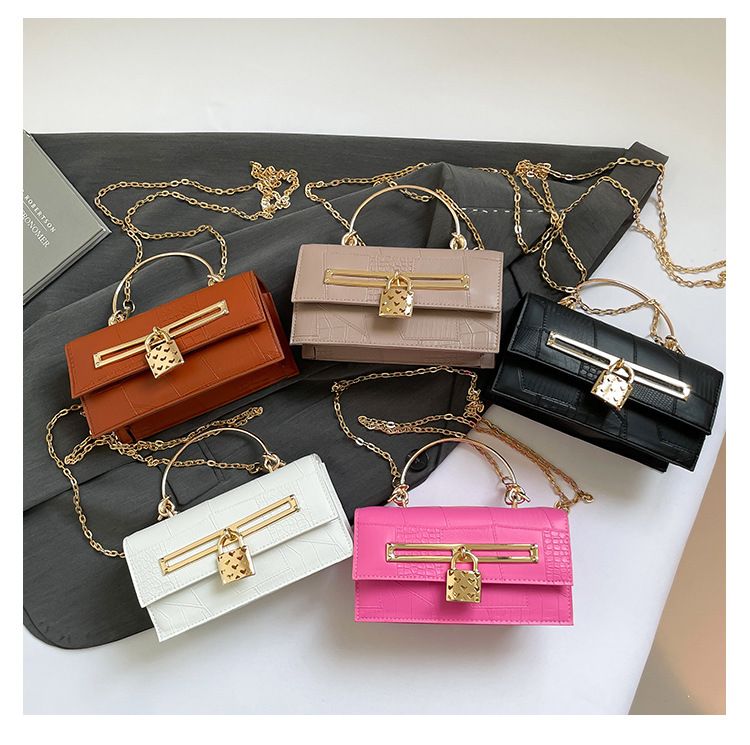 Women's Stylish And Versatile Small Square Shoulder Bag - Crossbody & Handheld For Daily Use, PU Leather With Alligator Texture, Magnetic Closure_voghion.com