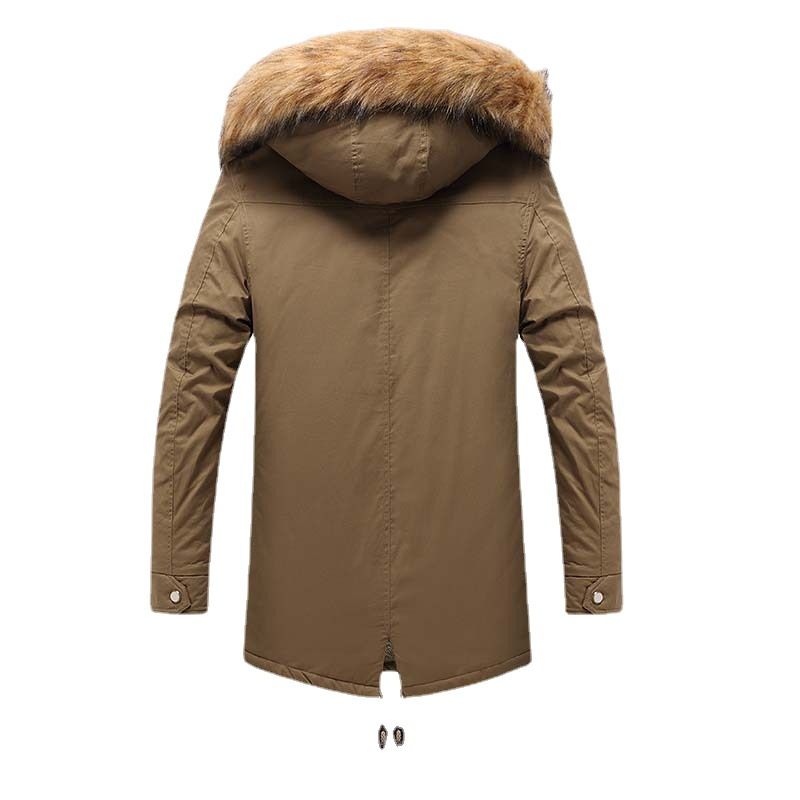 Winter dicke Jugend braun einfarbig Verbund Reißverschluss Graben Tasche lässige Baumwollkleidung_voghion.com