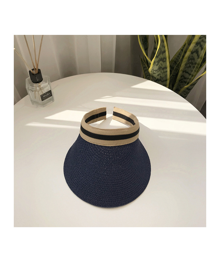 Cappello da sole con parte superiore cava in paglia per donna, per riporre oggetti in estate, per ombreggiare e per ciclismo all'aperto, colla nera, protezione UV_voghion.com