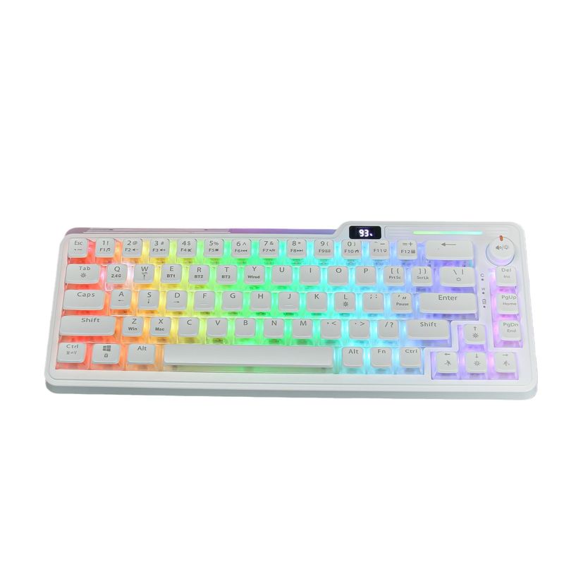 Custom ZA670 PRO Pudding Mechanical Keyboard Keycaps Wireless Bluetooth RGB Screen Multimedia Knob Keyboard Cross_voghion.com