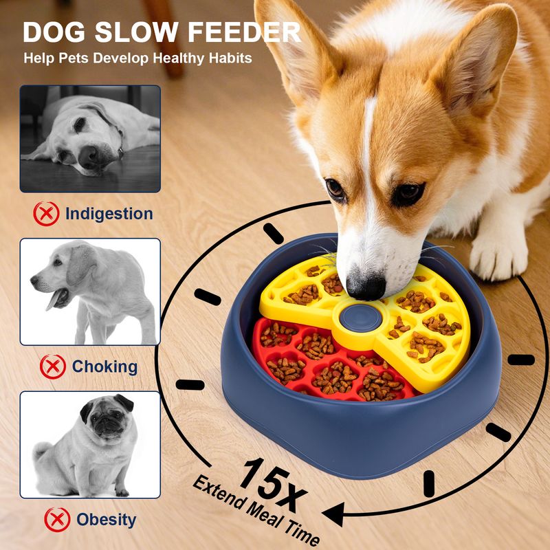New Pet Feeder Bowl Dish Rotating Plate Puzzle Boredom Relief Slow Eating Training Dog Foraging Toy_voghion.com
