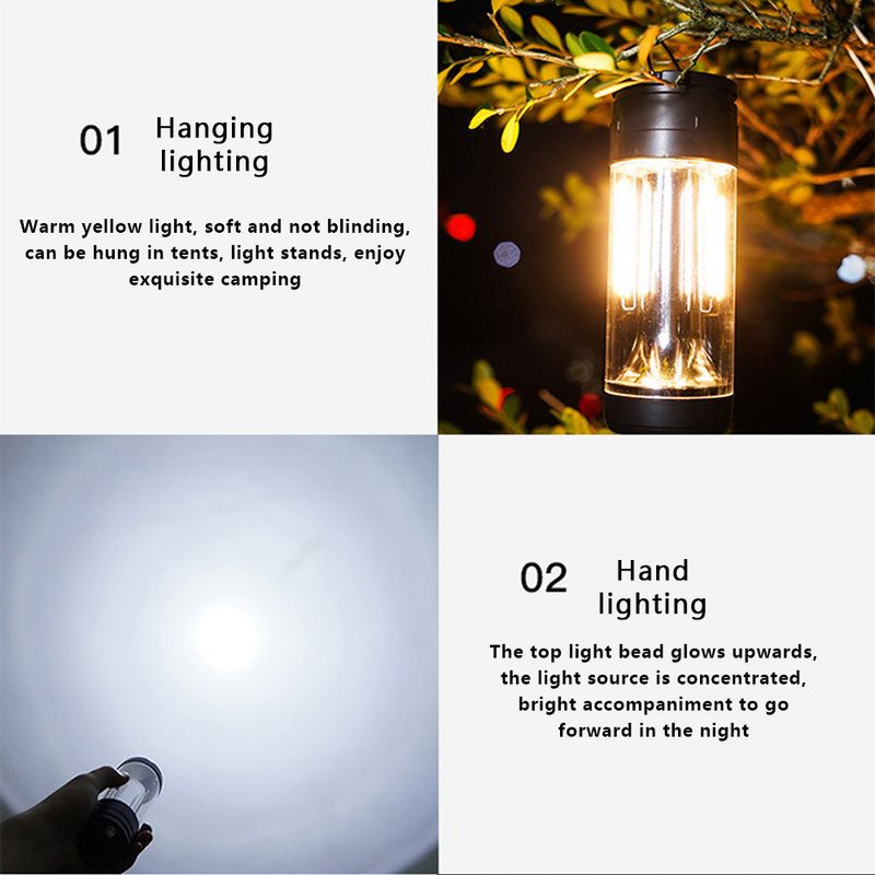 Nieuwe multifunctionele kampeerlamp Type-C oplaadbaar zaklamp met lange levensduur kampeersfeerlicht_voghion.com