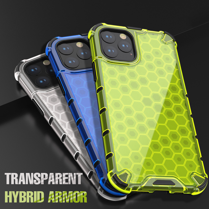 Honeycomb Clear Shockproof Case For iPhone 14 13 12 11 Pro XS Max Hybrid TPU Transparent Armor Cover For iPhone X XS XR 7 8 Plus_voghion.com