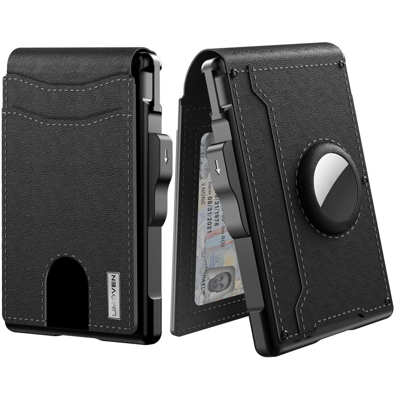 Durable and practical wallet for men with high-end feel, Airtag card bag, large capacity card slot, anti-theft brush, flip cover metal card box wallet_voghion.com
