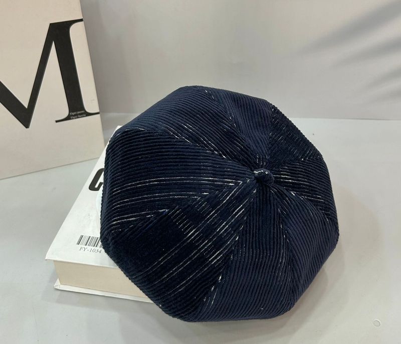 Neue, hochwertige karierte Cord-Malermütze im britischen Stil, achteckig, Unisex, lässig, vielseitig, für Herbst und Winter_voghion.com