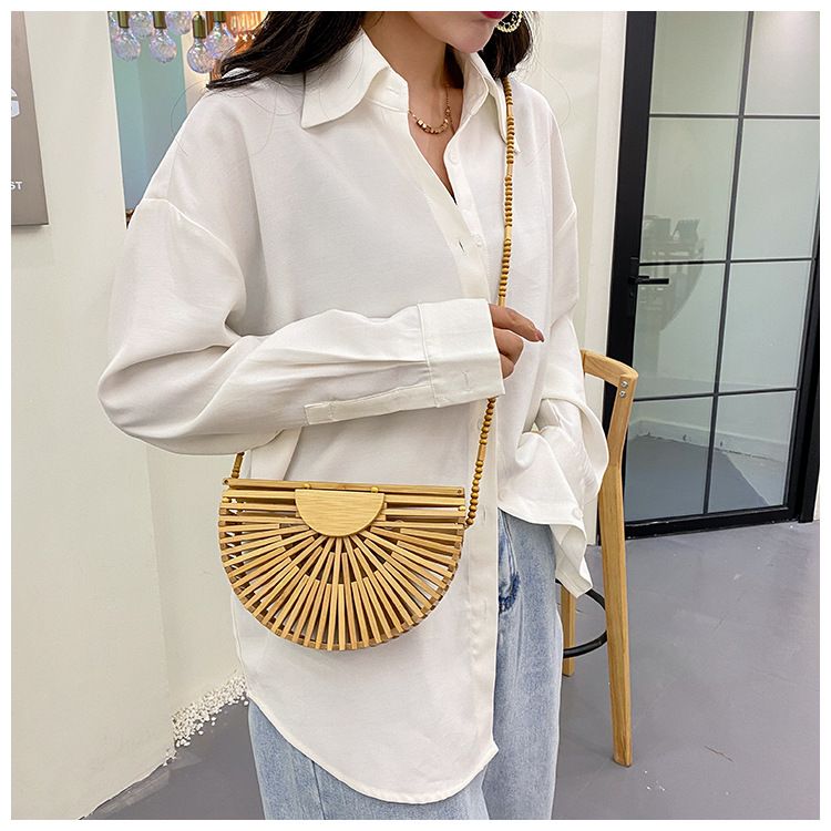 bamboo woven bag women's large and small flip shoulder messenger bag cross border trend_voghion.com