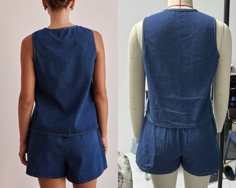 Women's Clothing Summer Fashion Casual Sleeveless Lace Up High Waist Women's Vest Denim Suit Shorts Women_voghion.com