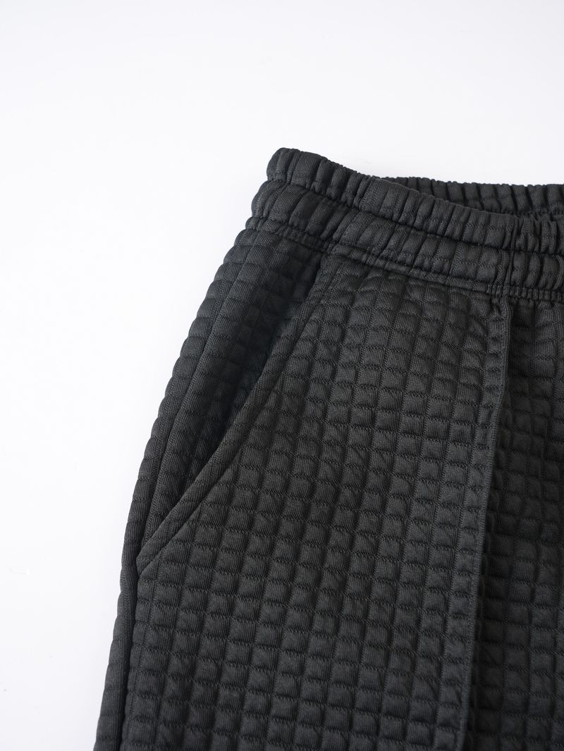 Men's Relaxed-Fit Waffle Knit Casual Pants – Elastic Waist, Breathable & Lightweight For Spring/Autumn (S-XXXL, Black/Gray)_voghion.com