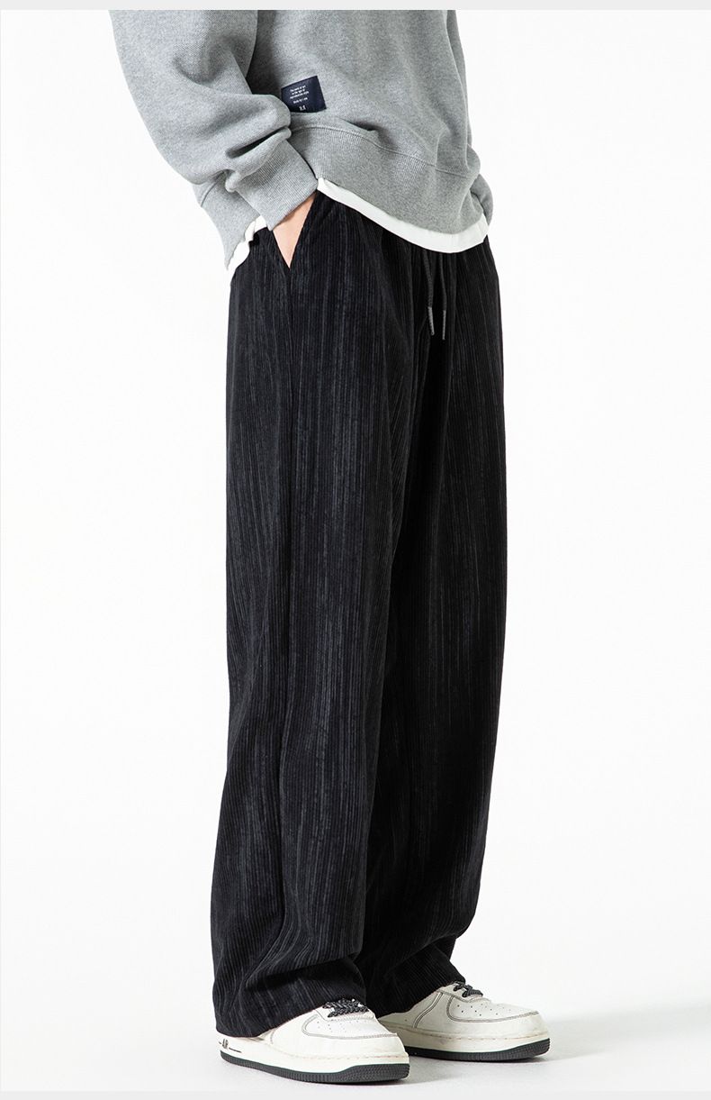 Pantaloni a gamba dritta larghi e versatili da uomo in velluto a coste americano autunno inverno 2024, stile nuovo, casual e ampio_voghion.com