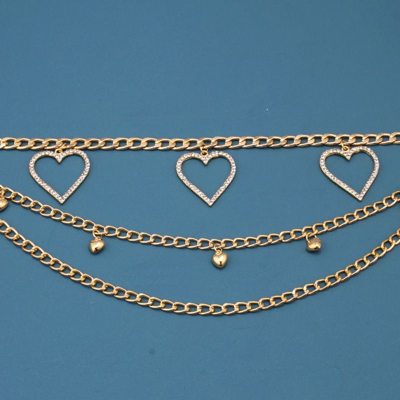 New Accessories, Fashionable Trendy Chains, Versatile Women's Dia Inlaid Large Peach Heart Waist Accessories_voghion.com