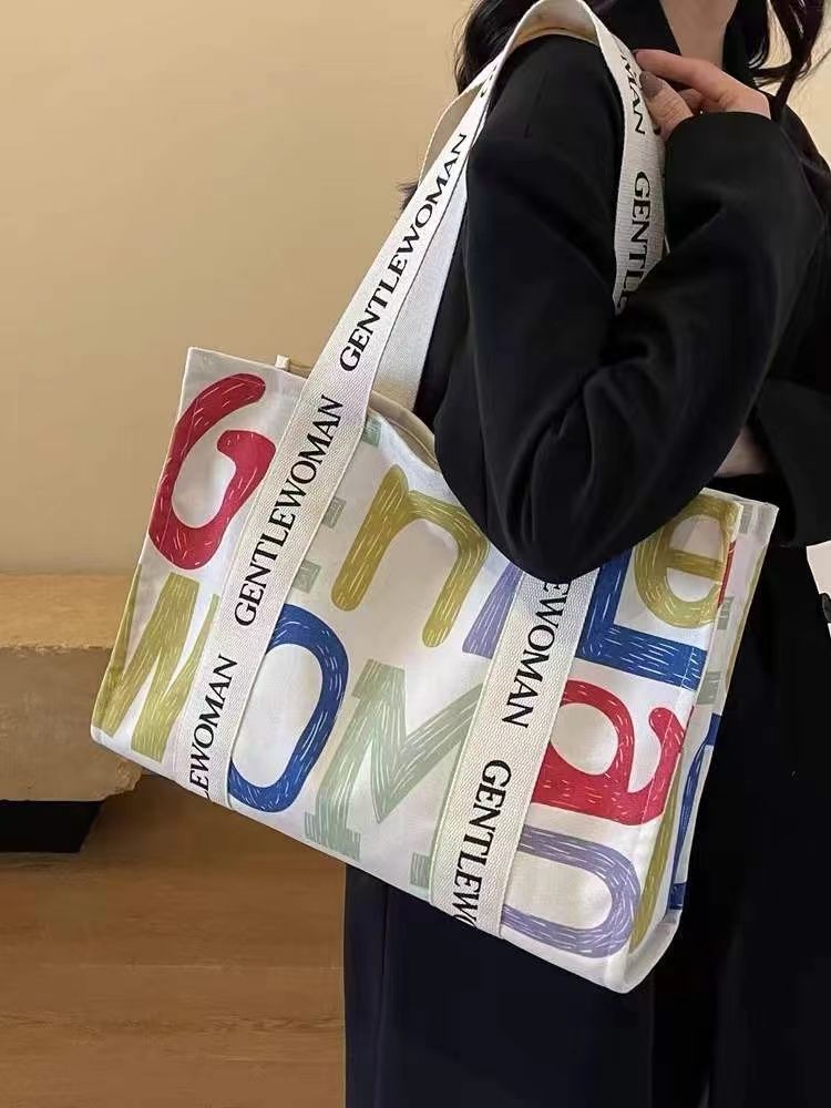 Duża pojemność płócienna torba damska, jesienna torba na krótkie podróże, torba na zakupy do ręki_voghion.com