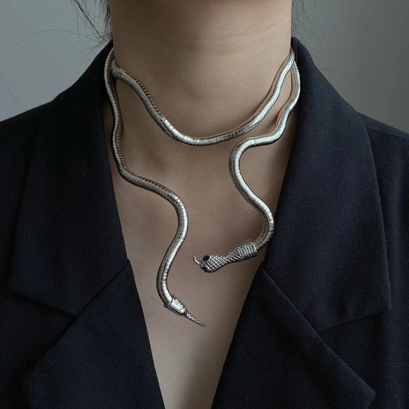 Trendy Jewelry Snake Necklace Hot Selling Personality Design Soft Metal Necklace For Women Gift_voghion.com