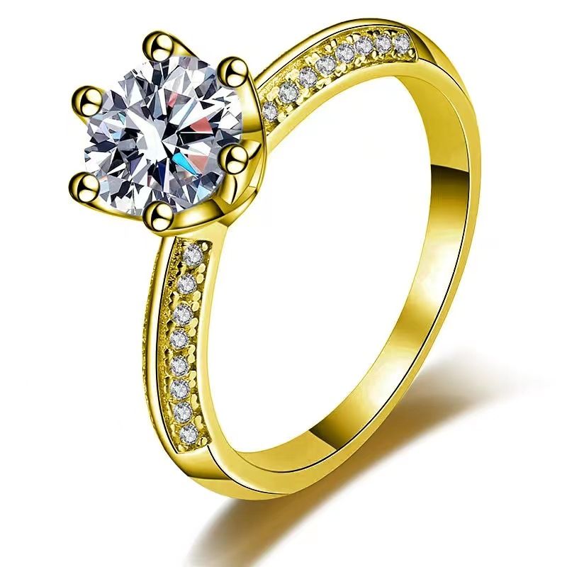Half The Country Live Broadcast Moissanite intarsiata con diamanti da donna, elegante, regolabile a sei punte, un carato_voghion.com