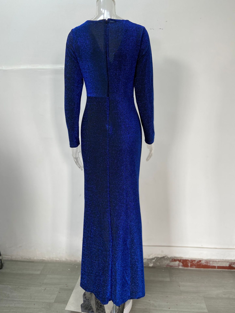 Saia longa feminina vestido de noite profundo decote em v vestido brilhante vestido sexy para jantar_voghion.com