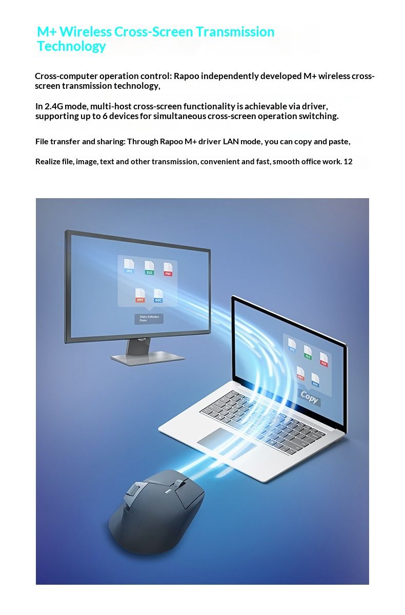 NeoGear RAPOO MT760 Kabellose Maus mit Dual-Modus, ergonomisch, für Desktop, Laptop, Büro, Herren_voghion.com