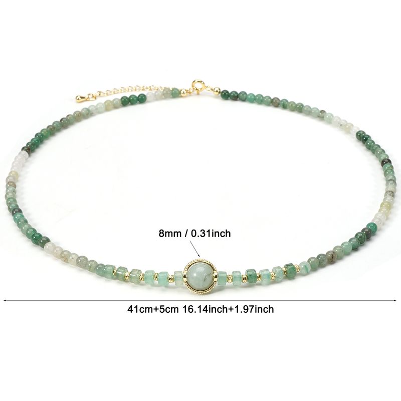 4 cm Jade Gradient Spacer Round Beads Green Aventurine Natural Stone Necklace Clavicle Chain New Chinese Style_voghion.com