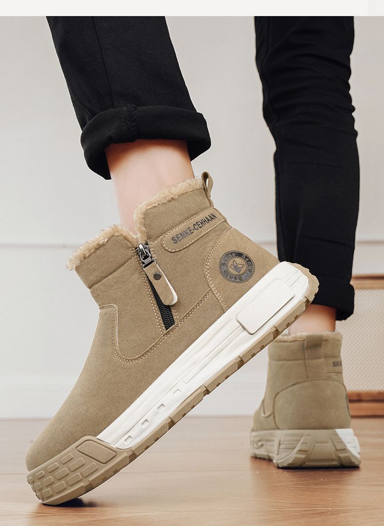 Stivali da neve invernali in cotone 2025, scarpe da uomo, scarpe alte in velluto di cotone ispessito, stivali da esterno caldi casual antiscivolo in cotone, scoppiati_voghion.com