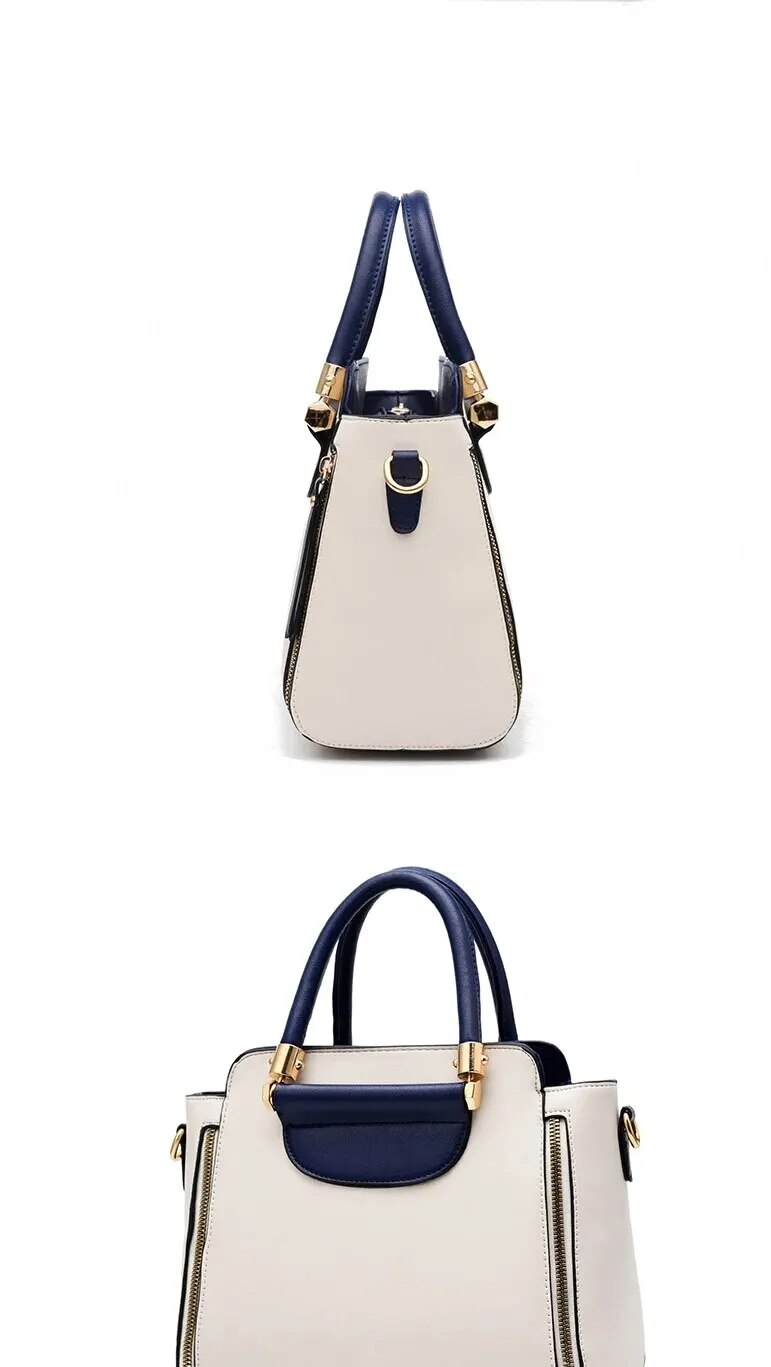Fashion Color Contrast Handbag, ing Striped Crossbody Bag, Women's Elegant Office & Work Purse_voghion.com