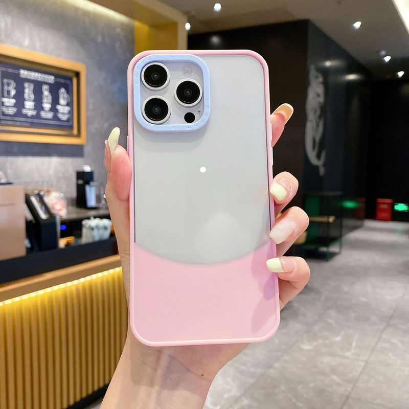 Phone Case & Covers Suitable Candy Color Stitching Mobile Phone Case Iphone15 Large Hole Acrylic Anti Fall Hard Shell_voghion.com