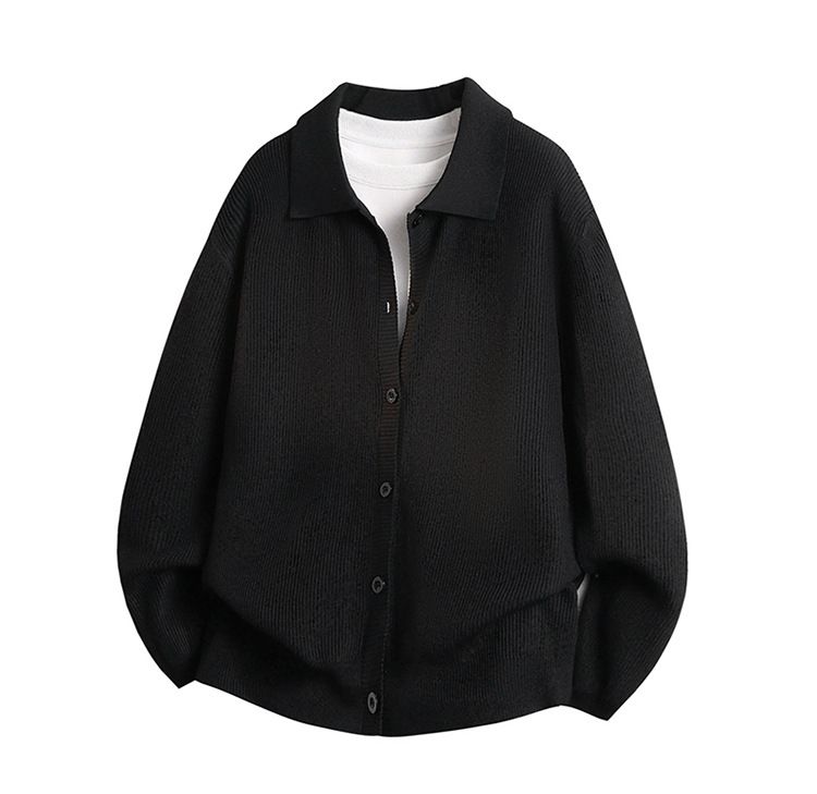 Veste-chemise en maille vert militaire pour homme, col châle – Pull décontracté oversize à manches longues (Coupe droite, Idéale pour la superposition printemps/automne, M-3XL)_voghion.com