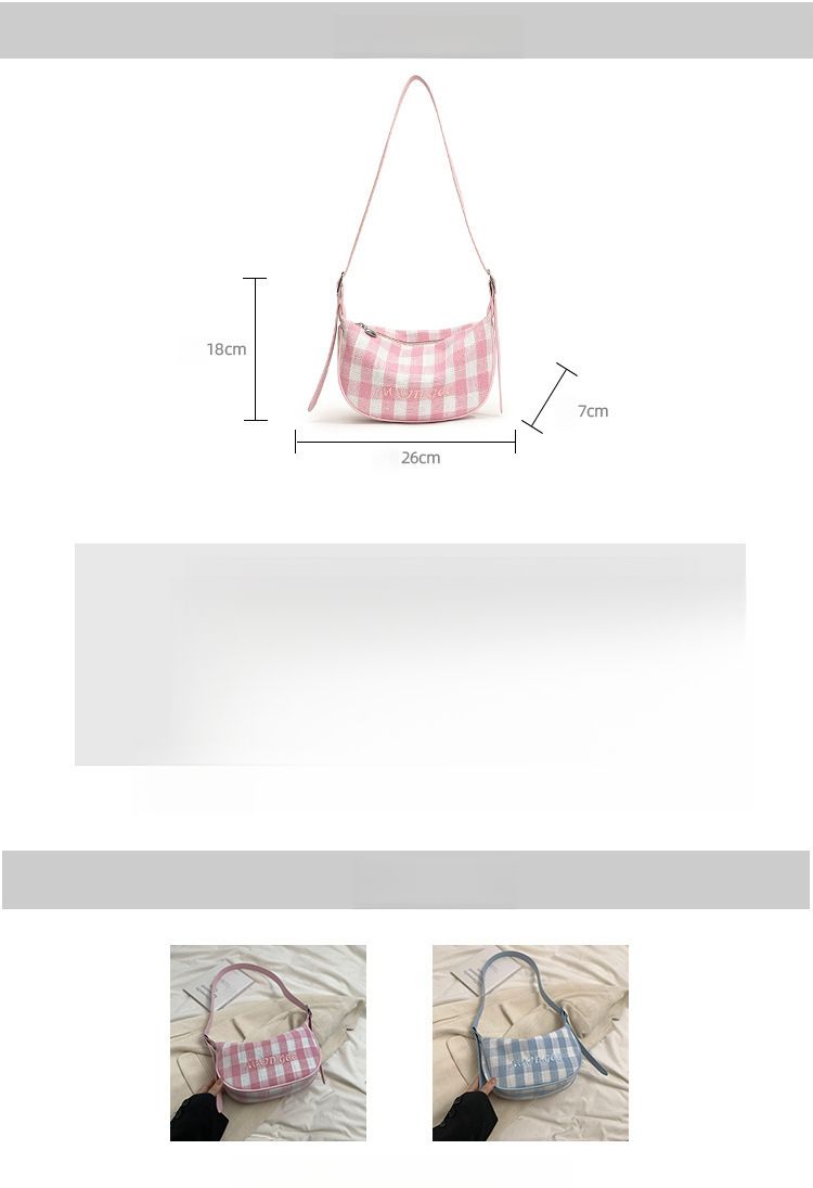Large-Capacity Canvas Fall/Winter 2025 New Shoulder Bag Crossbody Bag Plaid Dumpling Bag_voghion.com