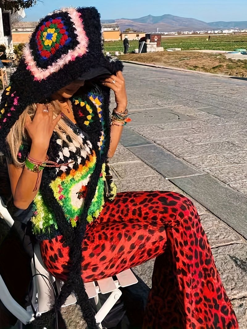Pantalones acampanados con estampado de leopardo para mujer, cintura alta, adelgazantes, versátiles, leggings elásticos ajustados._voghion.com