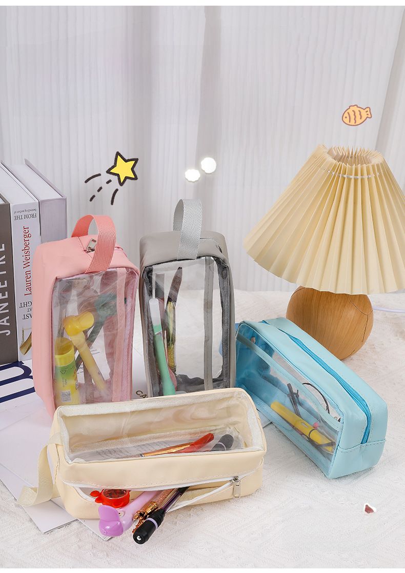 Penar transparent cu dublu strat, capacitate mare, lapte și sare, Ins, japonez, liceu și școală primară, stilou de stocare cu valoare ridicată a culorii_voghion.com