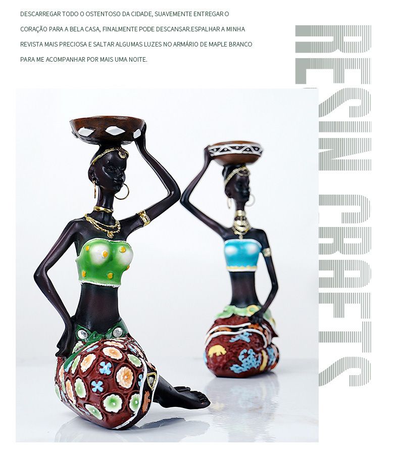 Black Holder Two-Piece Set Resin Crafts Home Living Room Candle Display Decoration Ornament_voghion.com
