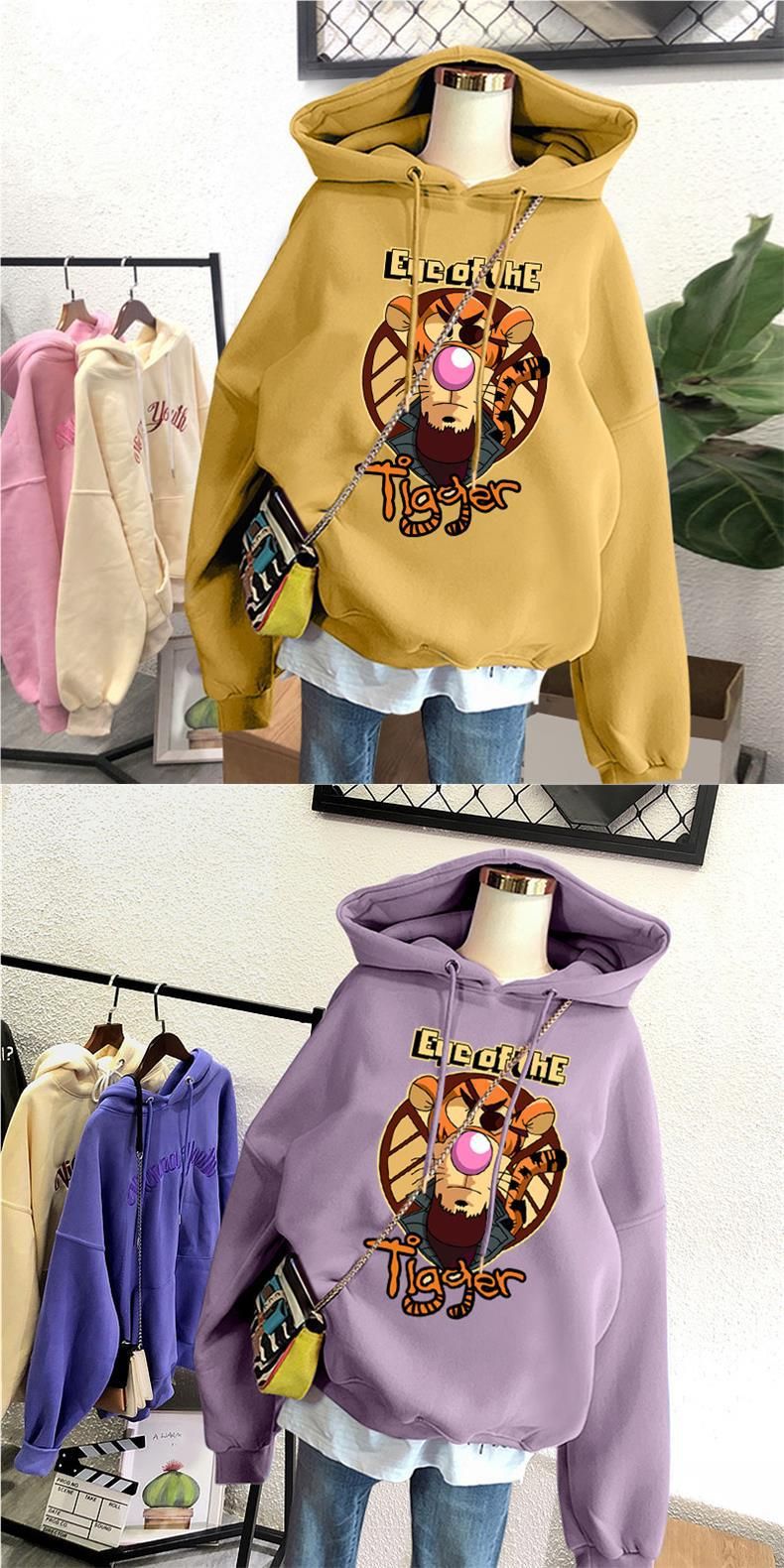 Ins super hot hoodie women's autumn and winter 2024 new Korean version trendy lazy style BF loose hooded waitmore jacket_voghion.com