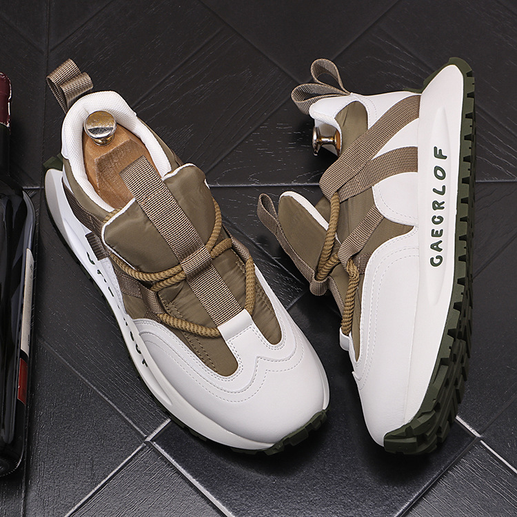 Scarpe bianche abbinate a colori da uomo traspiranti e alla moda, comode scarpe da uomo stringate in stile coreano con suola spessa_voghion.com