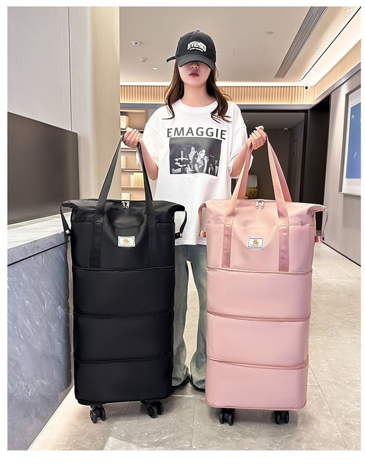 Travel bag with large capacity and universal wheels trips and waiting for delivery, waterproof three layer shrinkable and expandable luggage bag_voghion.com