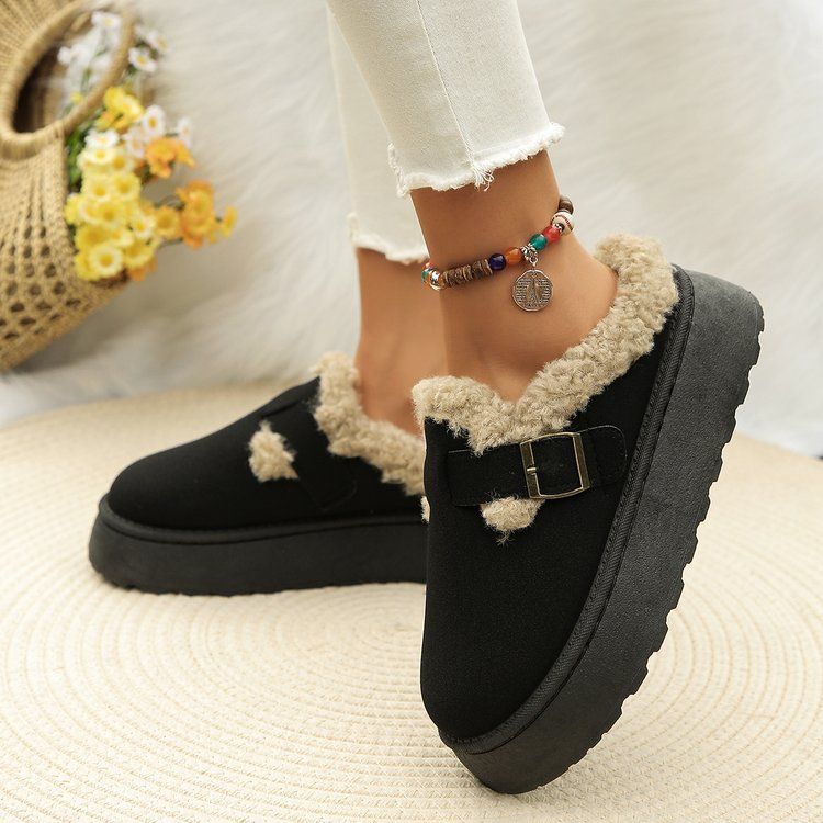 Women's Shoes Large Size Thick Soled Slippers For Women Winter New Retro Cotton Shoes Snow Boots For Women_voghion.com