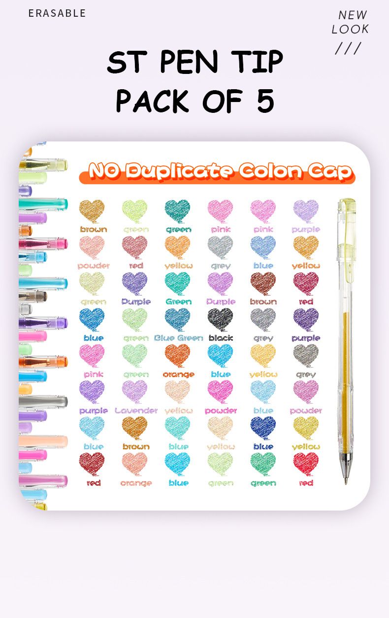 48-Color Glitter Gel Pen Set For Students, Artists & Note-Taking – Vibrant Shimmer, Fluorescent & Metallic Ink – 1.0mm Fine Tip_voghion.com