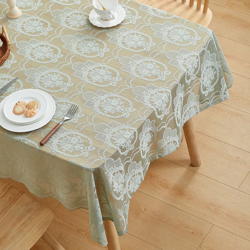 Tischdecke aus französischer Spitze – eleganter, wasserdichter und hitzebeständiger Polyesterstoff für Esstische, rechteckige Form (rot/grün/weiß/beige)_voghion.com