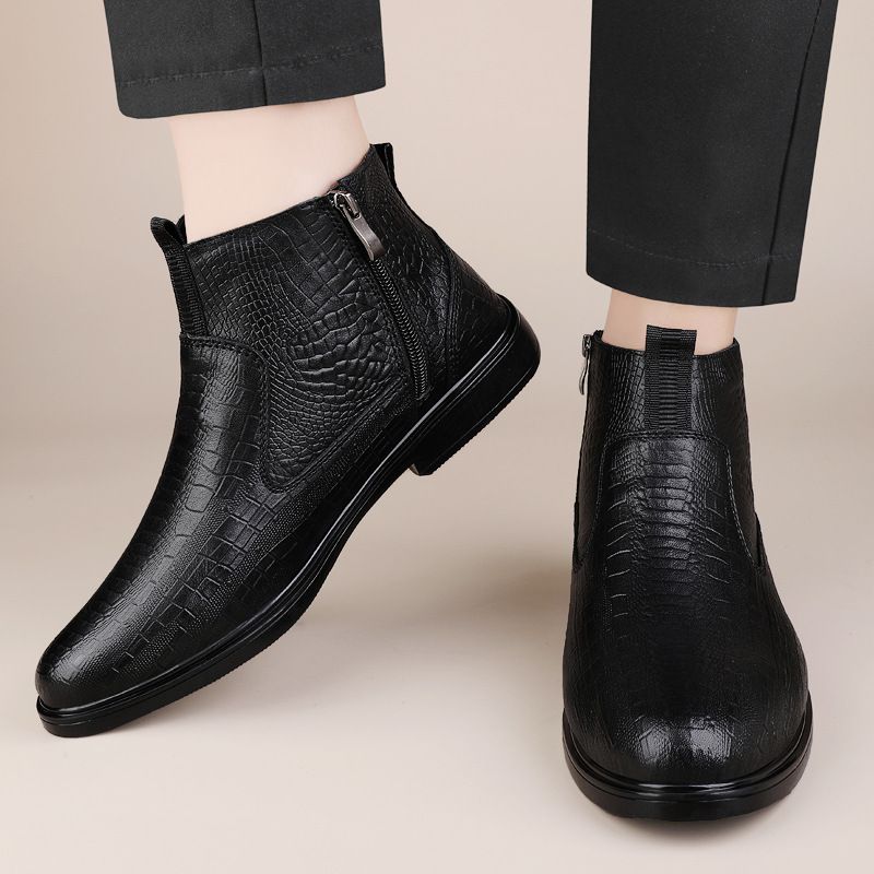 Lederstiefel, hochgeschnitten, mit Lederoberfläche, lässige Lederschuhe für Herren_voghion.com