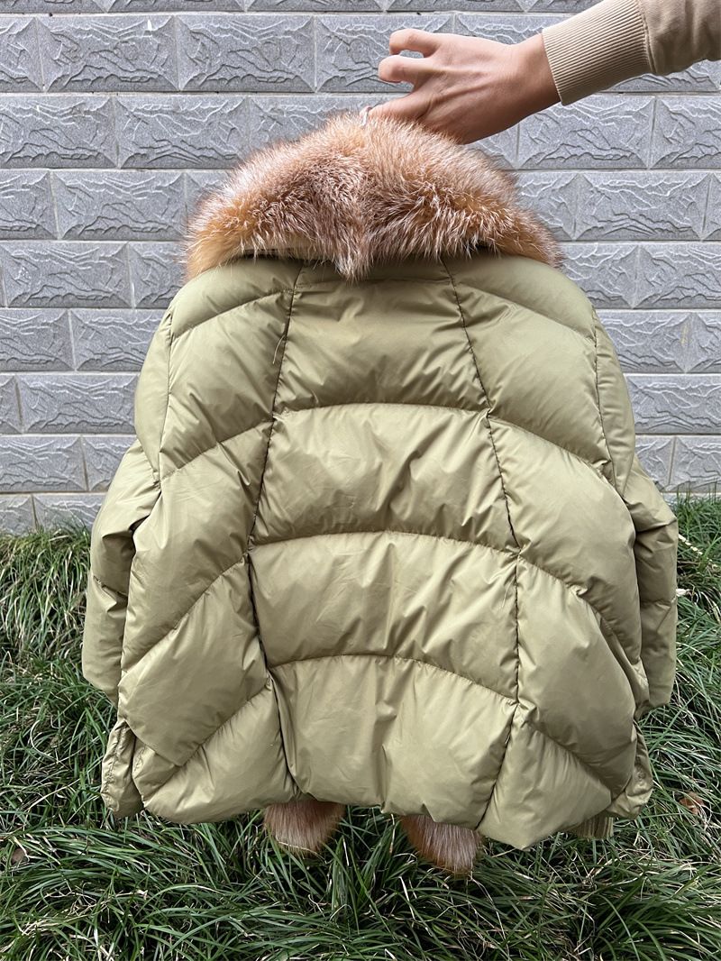 Dameskleding Herfst en Winter Nieuwe Witte Eendendonsjas Korte Stijl Temperament Vossenbontkraag Bontjas_voghion.com