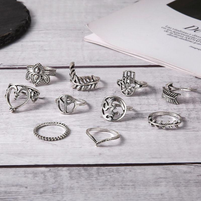 Heißer Verkauf personalisierte Kaktusringe, Blattpfeile, Palmkronen, Liebe 10 Stück Ringe_voghion.com