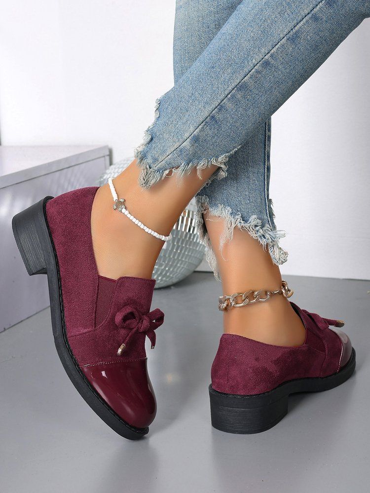 Slip-on Loafers Dames Herfst Pumps Met Chunky Hakken_voghion.com