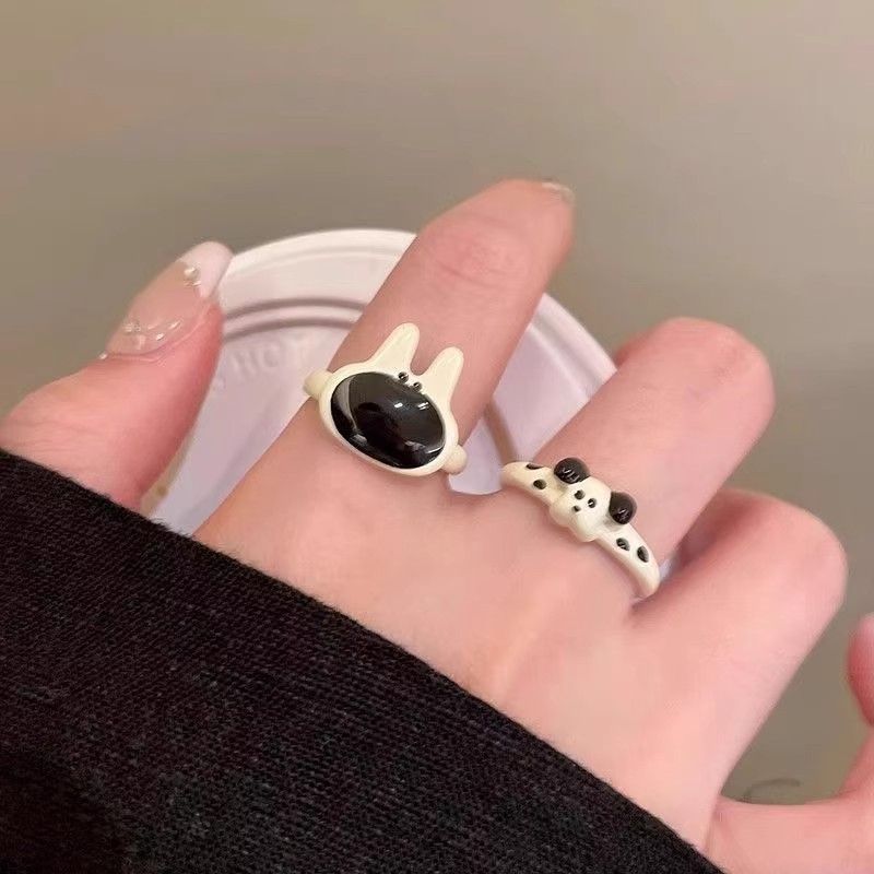 Dalmatian Dog Bunny Opening Cute Ring Fun Personality Design Sweet Stacking Index Finger Ring Summer_voghion.com