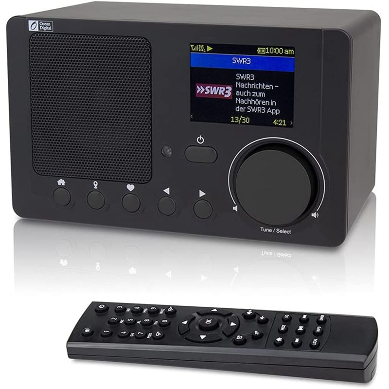 Rádio Internet Wi-Fi Bluetooth Speaker com 2,4 polegadas de tela colorida sem fio Airmusic Control APP-Preto (WR-210CB)_voghion.com